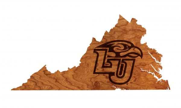 Liberty University - Wall Hanging - State Map - Eagle over "LU" Block Letters