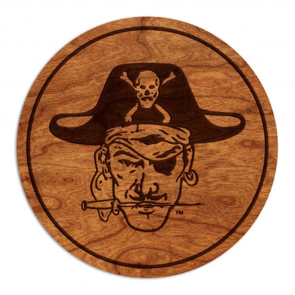 ECU Pirates Coaster Vault Pirate Head with Knife
