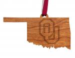 Oklahoma - Ornament - State Map with "OU" Block Letters - by LazerEdge