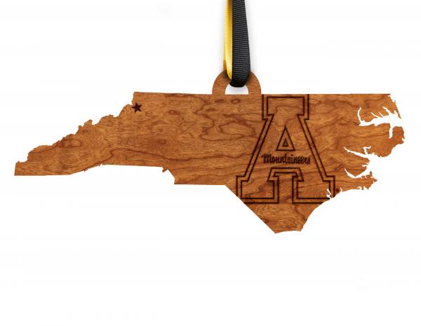 Appalachian State - Ornament - State Map with A