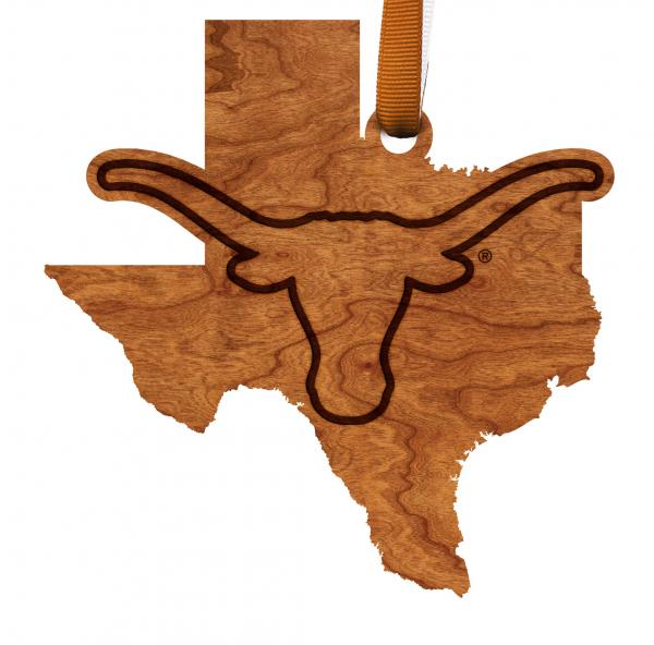 University of Texas Longhorns Ornament State Map with Logo