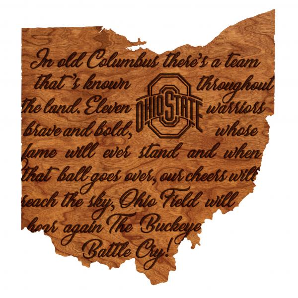 Ohio State - Wall Hanging - State Map with Buckeye Battle Cry picture