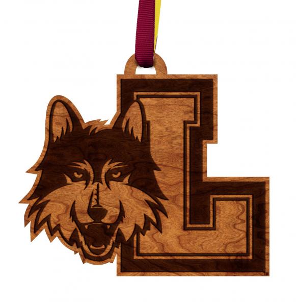 Loyola Chicago - Ornament - Block "L" with Mascot picture