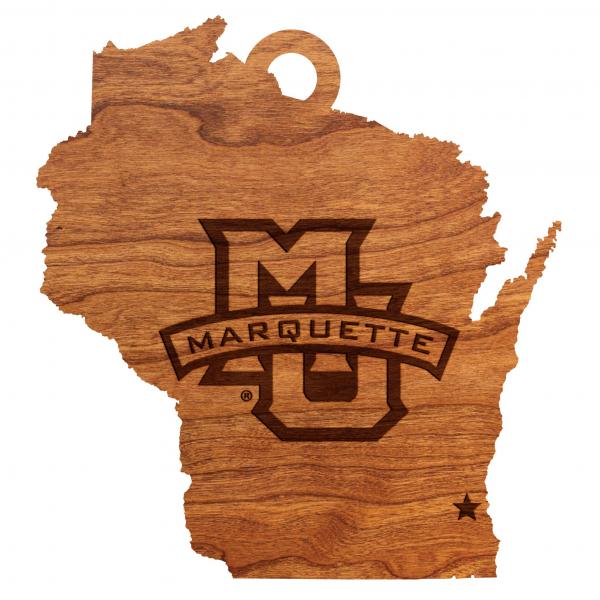 Marquette University - Ornament - State Map with MU Logo