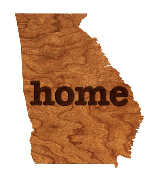 Wall Hanging - State Map - "Home" - GA - Block Text - Standard Size