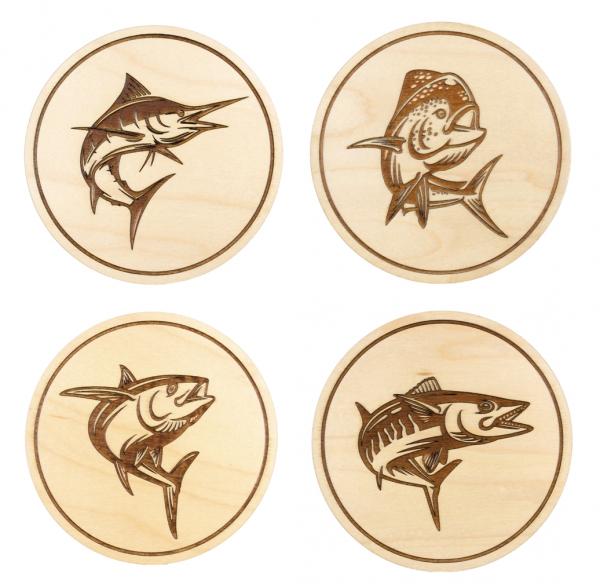 Coasters - Deep Sea Fishing Variety Pack - (4-Pack) - Maple picture