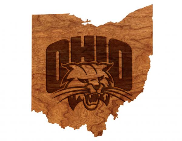 Ohio University - Wall Hanging - State Map with Ohio Cat Logo picture