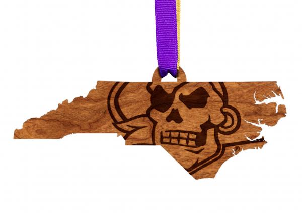 ECU - Ornament - State Map with Skull and Crossbones