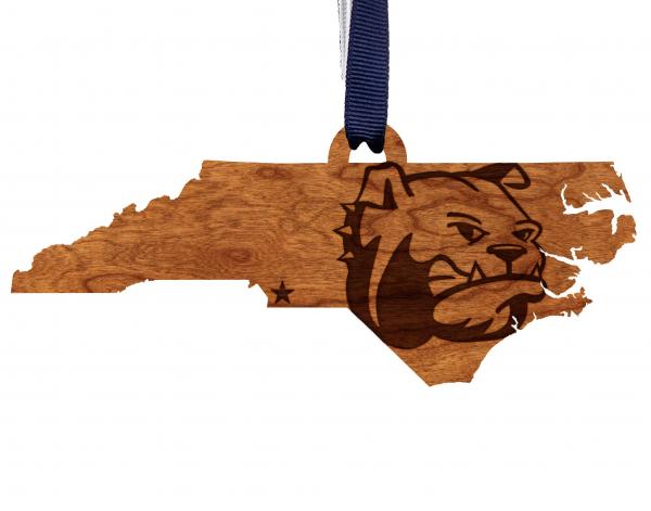 Wingate University - Ornament - State Map with Bulldog Head