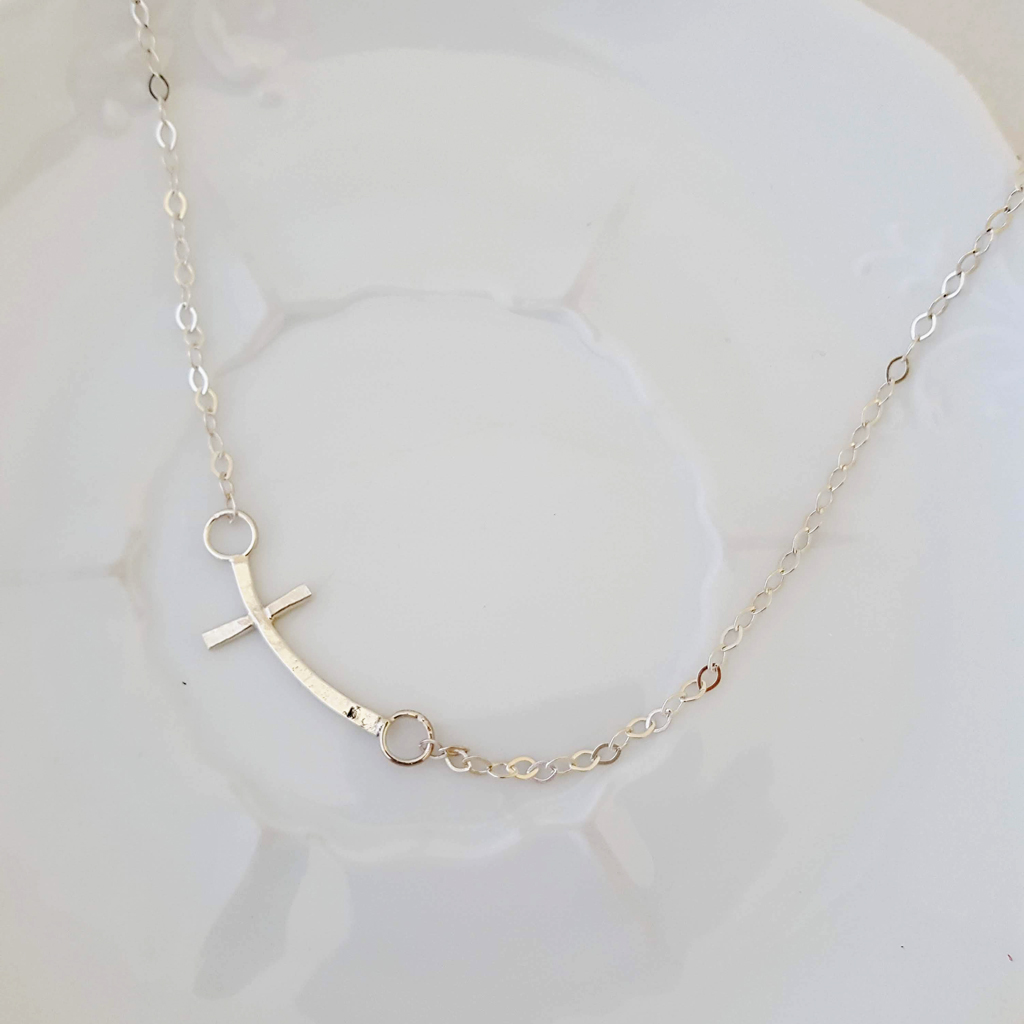 Side Cross Necklace in Sterling - Necklace picture