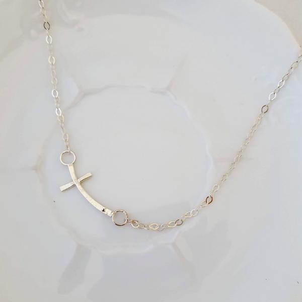 Side Cross Necklace in Sterling - Necklace picture