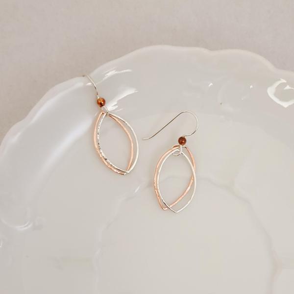 Open Leaf - Copper and Sterling - Earrings picture