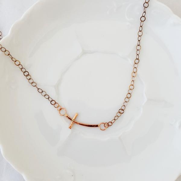 Side Cross in Copper - Necklace