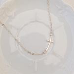 Side Cross Necklace in Sterling - Necklace