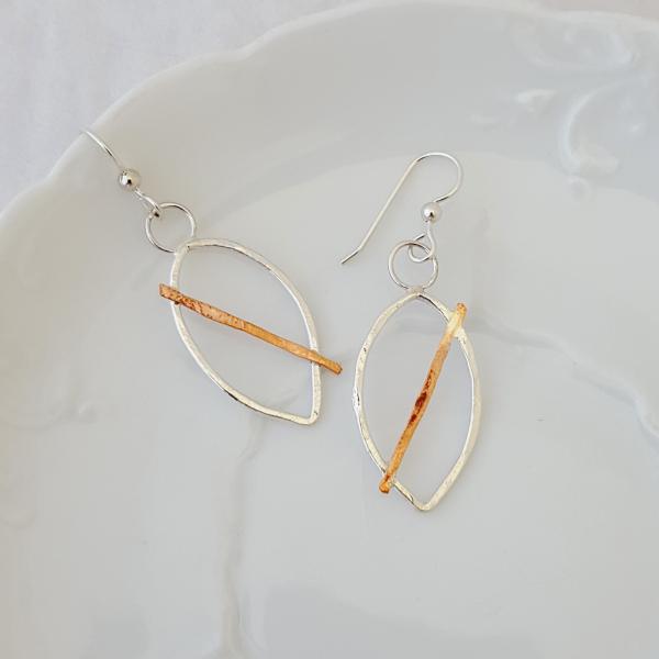 Modern Leaf - Sterling with Copper - Earrings picture