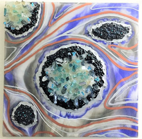 Geode Resin Painting w/ Quartz Crystals picture