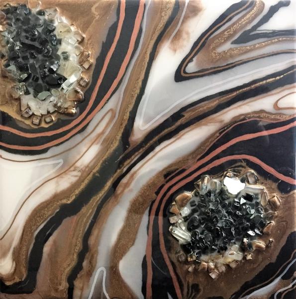 Geode Resin Painting w/ Quartz Crystals picture