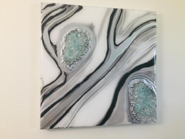 Geode Resin Painting w/ Quartz Crystals picture