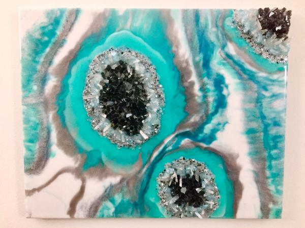 Geode Resin Painting w/ Quartz Crystals picture