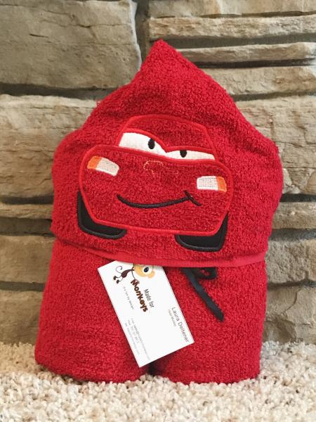 Red Race Car Hooded Towel picture