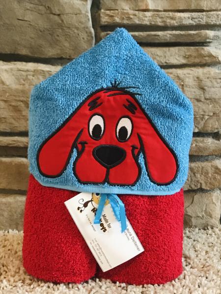 Big Red Dog Hooded Towel-blue