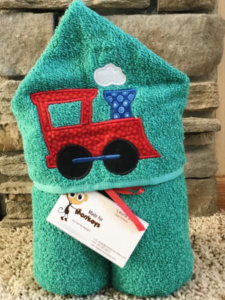 Train Hooded Towel-green