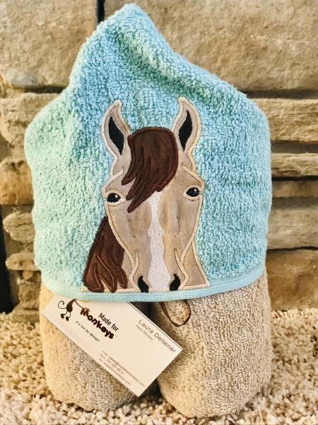 Horse Hooded Towel-Teal picture