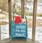 Chocolate Makes Up For Mondays Potholder gift -blue