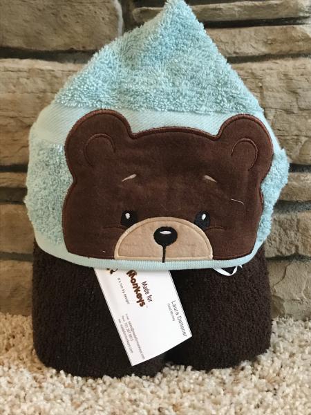 Bear Hooded Towel-teal