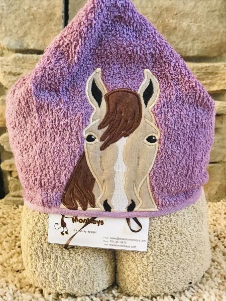 Horse Hooded Towel-purple