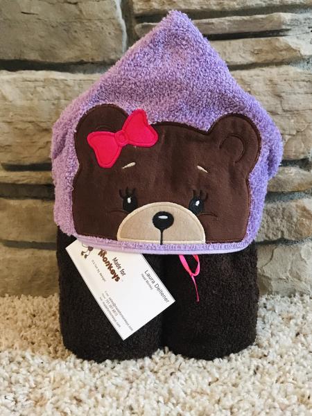 Girl Bear Hooded Towel-purple