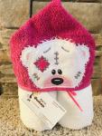 Tattered Bear Hooded Towel-pink