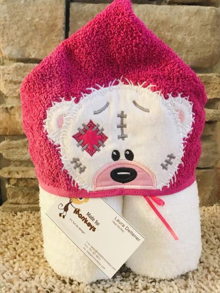 Tattered Bear Hooded Towel-pink picture