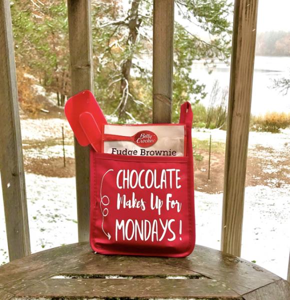 Chocolate Makes Up For Mondays Potholder Gift-red picture