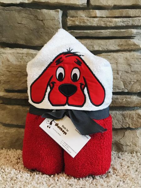 Big Red Dog Hooded Towel-white