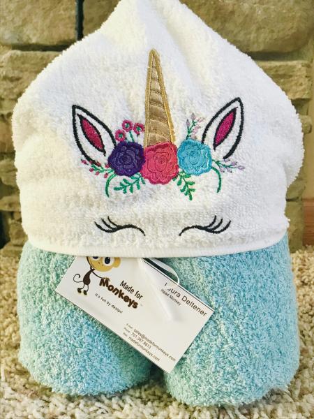 Unicorn Hooded Towel-teal picture