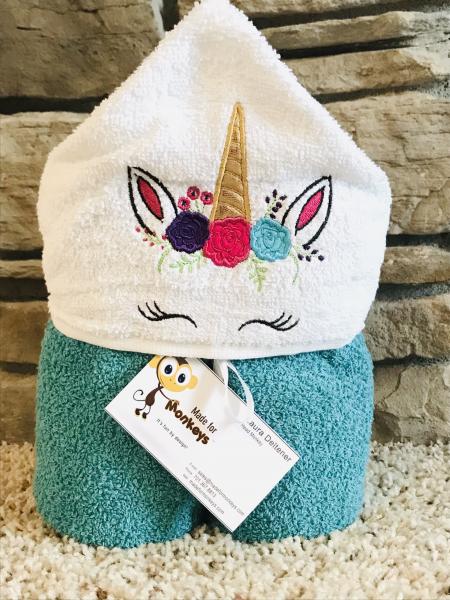 Unicorn Hooded Towel-Teal