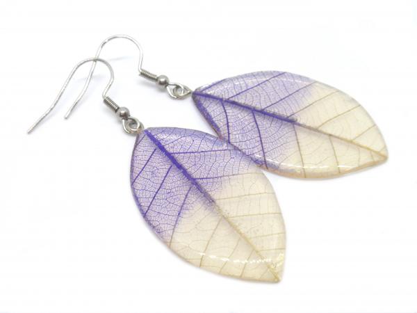 Skeleton leaf earrings Botanical drop earrings picture