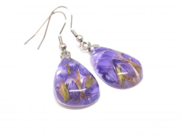 Real purple flower Resin Earrings picture