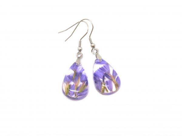 Real purple flower Resin Earrings
