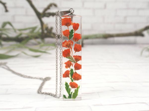 Terrarium Necklace with orange babys breaht flowers picture