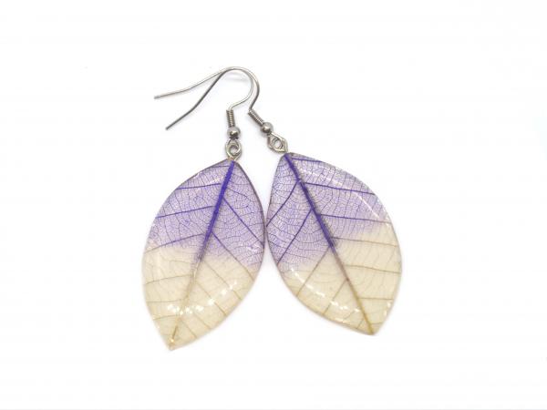 Skeleton leaf earrings Botanical drop earrings picture