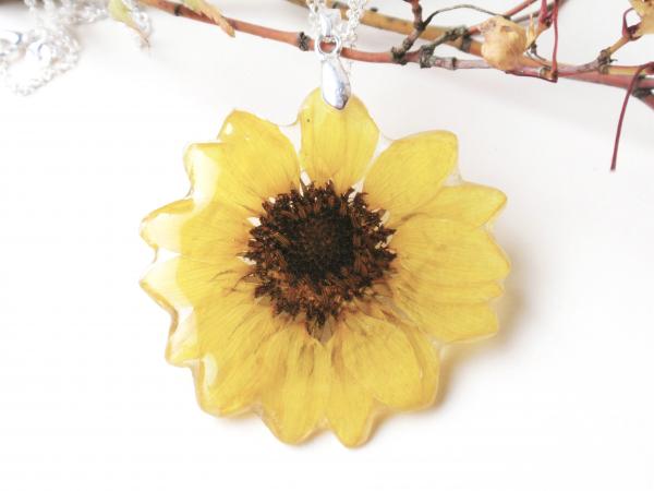 Real Sunflower Necklace Pressed Flower jewelry