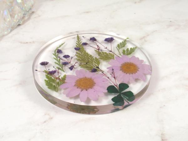 Real flower resin coaster home decor decorative tile picture