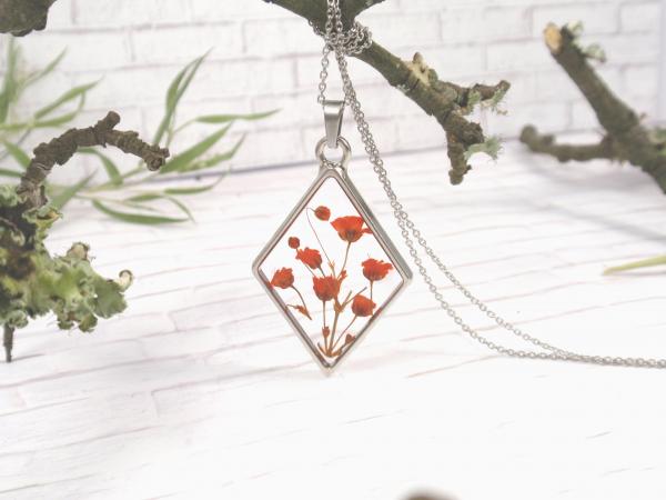 Tiny Pressed flowers rhombus necklace picture
