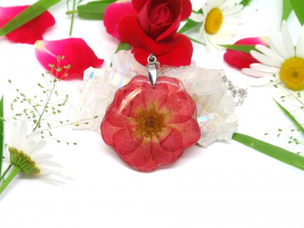Red rose necklace, Birth Month flower June,