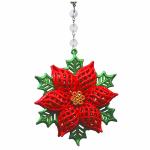 GLITTER POINSETTIA ORNAMENT (Box of 3) MAGNETIC ORNAMENT - Magnetic Chandelier Accessory TrimKit¬Æ