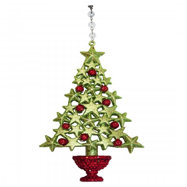 GLITTER RED/GREEN TREE (Set/3) MAGNETIC CHRISTMAS ORNAMENT - Magnetic Chandelier Accessory TrimKit¬Æ picture