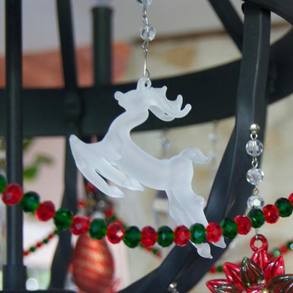 FROSTED GLASS REINDEER (Set/3) MAGNETIC CHRISTMAS ORNAMENT- Magnetic Chandelier Accessory TrimKit¬Æ picture