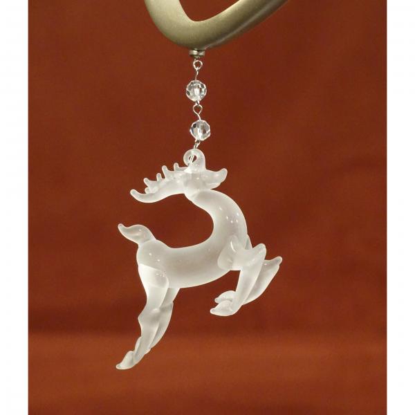 FROSTED GLASS REINDEER (Set/3) MAGNETIC CHRISTMAS ORNAMENT- Magnetic Chandelier Accessory TrimKit¬Æ picture